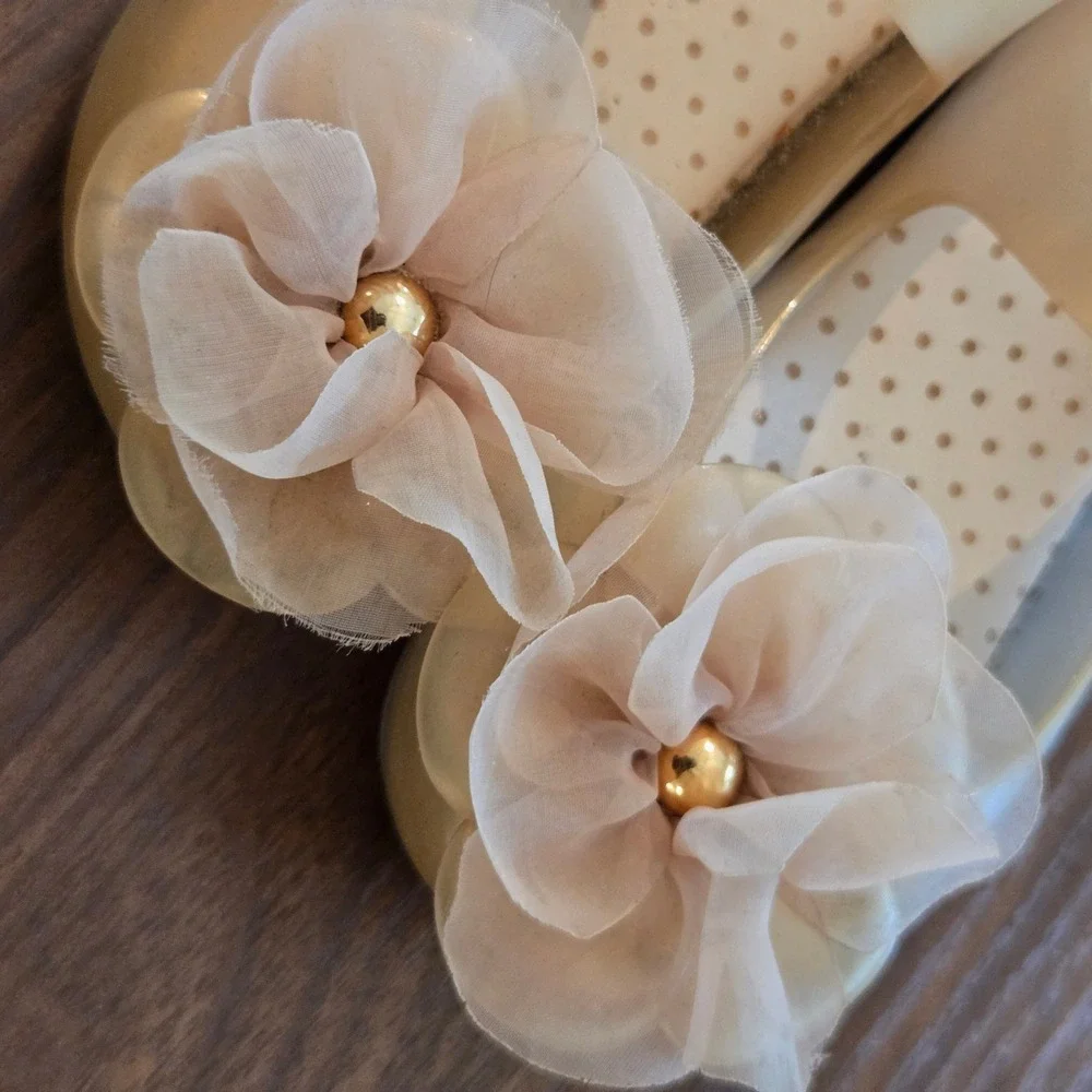 Mini Melissa Ultragirl Gold Jelly Flower Mary Jane Flats Shoes Toddler Girls 9